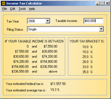 Income Tax Calculator screen shot